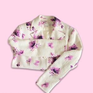 Casual Corner purple floral blazer with pockets